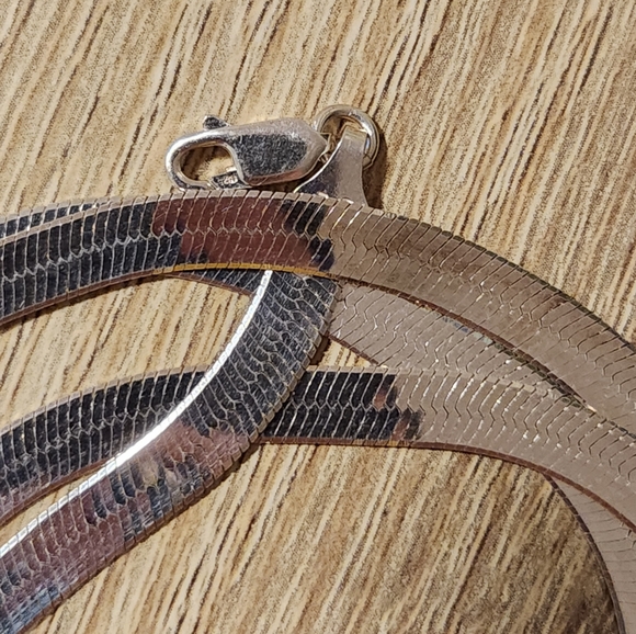 30” 6mm, vintage Italian Milor sterling silver 925 herringbone chain necklace - Picture 2 of 7